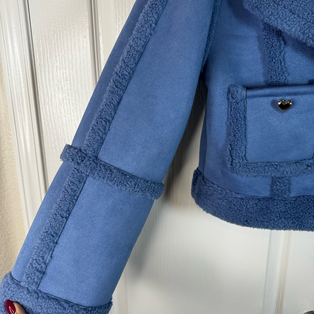The Frolic Faux Shearling Heart Button Detail Jacket - Picture 7 of 7